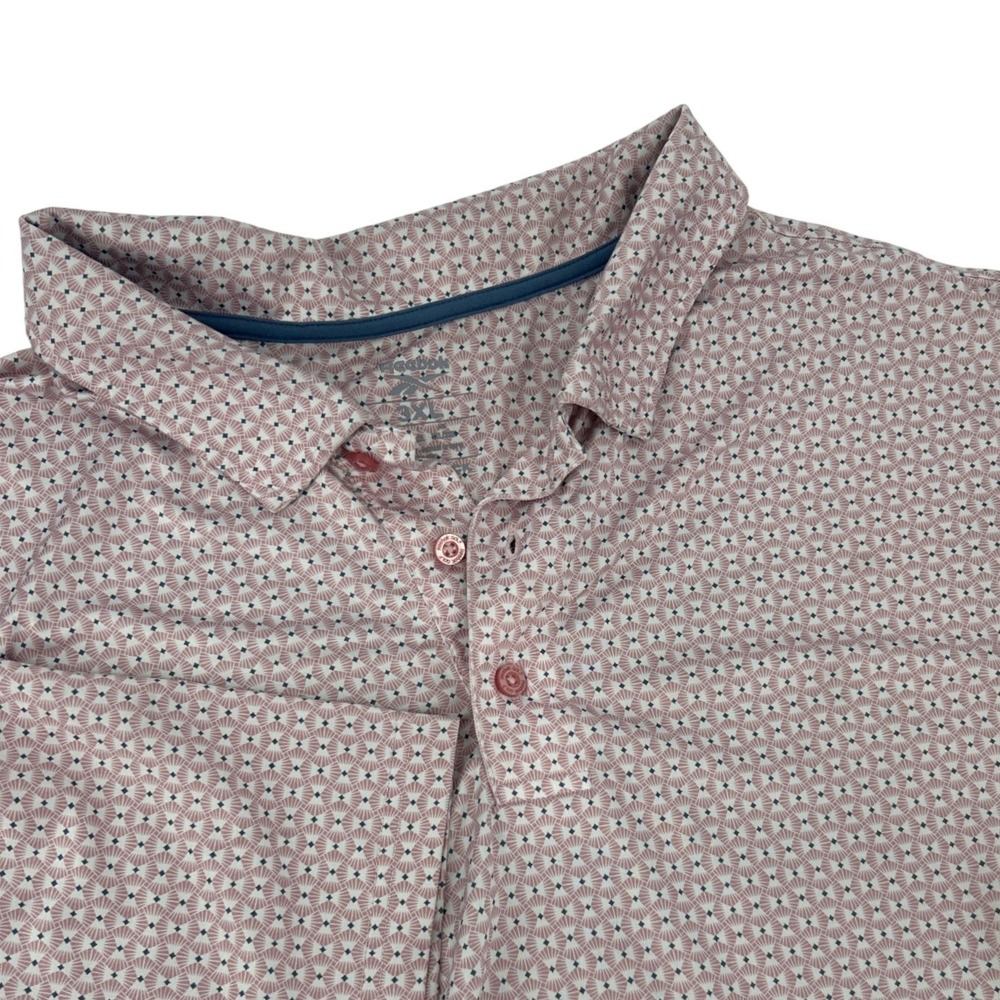 Reebok Golf Speedwick Polo Shirt Mens 3XL Pink Geometric Fan Print Short Sleeve